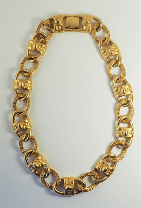 vintage givenchy gold tone statement long necklace 23 inches long